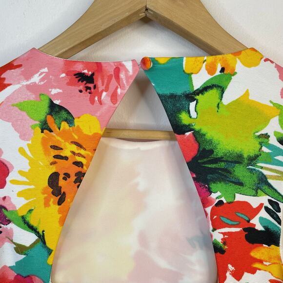 Eliza J Floral Fit and Flare Faille Sleeveless Open Back Classic Dress womens 2 - Picture 9 of 14